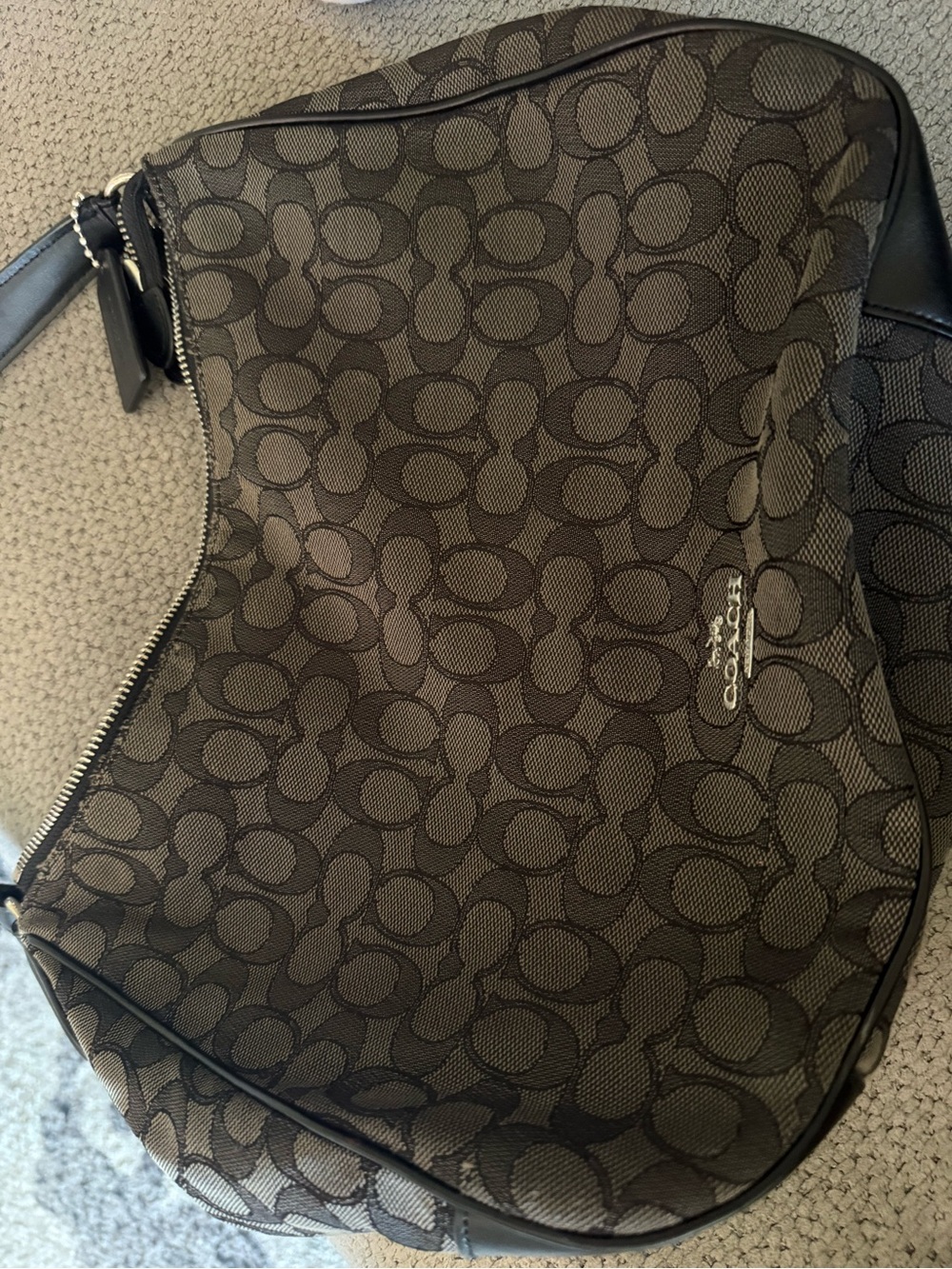 Authentic Coach Signature Canvas Crescent Shoulder Bag in Black - Picture 4 of 12